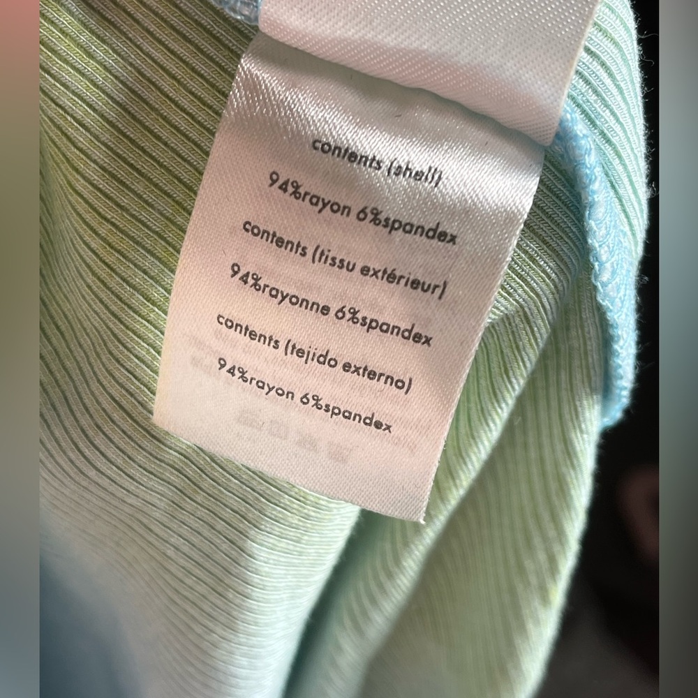 NWT WeWoreWhat Ribbed Knit Muscle Tank in Baby Blue + Green Tie Dye - Size L - Picture 4 of 4